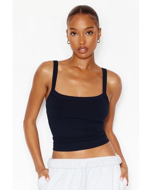 Garage Blue Open Neck Ribbed Cami Top