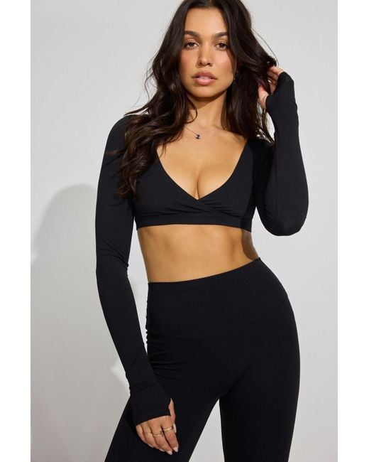 Garage Black Softactive Wrap Long Sleeve Top