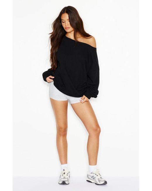 Garage Black Softterry Off Shoulder Sweatshirt