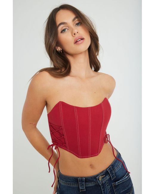 Garage Red Livia Lace-up Corset