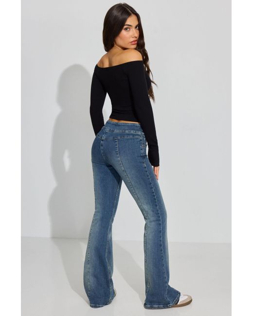 Garage Blue Low Rise Flare Jeans