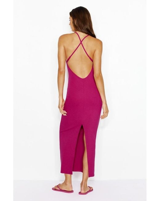 Garage Pink Maxi Low Back Cami Dress