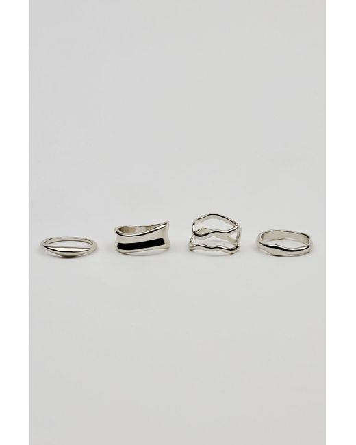 Garage Gray Set Of 4 Wavy Minimal Rings