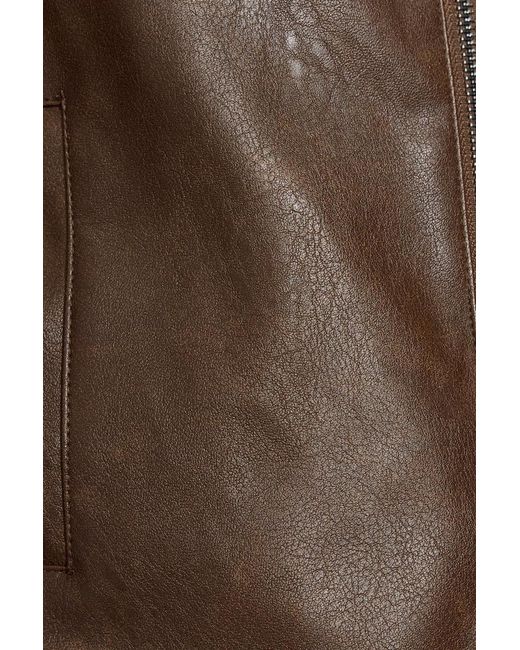 Garage Brown Faux Leather Worker Jacket