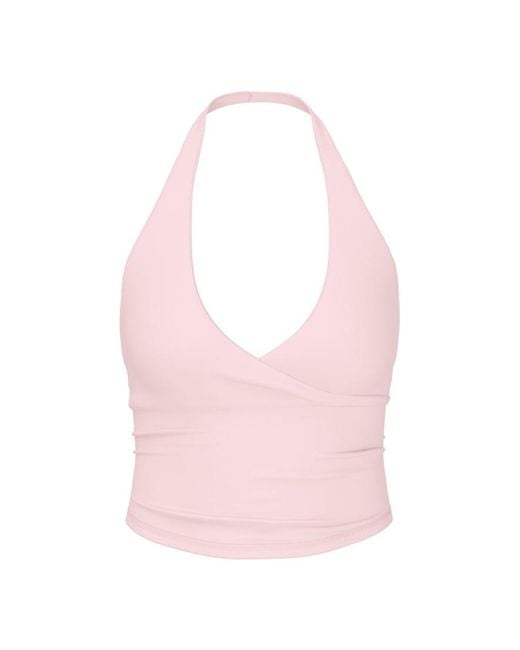 Garage Pink Active Wrap Halter Top