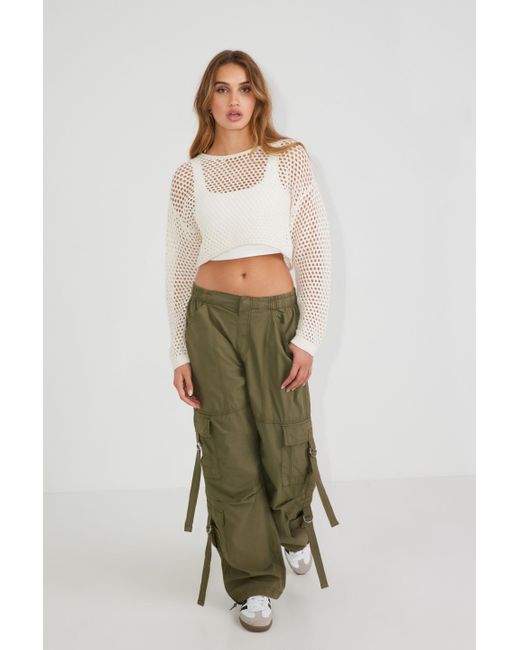Garage Natural Open-knit Cropped Sweater