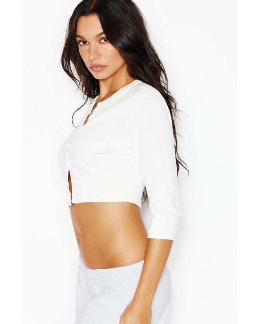 Garage White Ultra Cropped Cardigan Long Sleeve Top