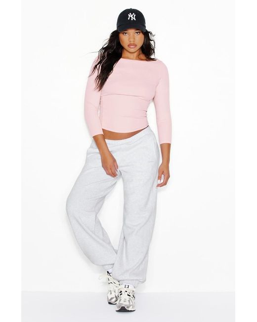 Garage Pink Snatchrib 3/4 Sleeve Top
