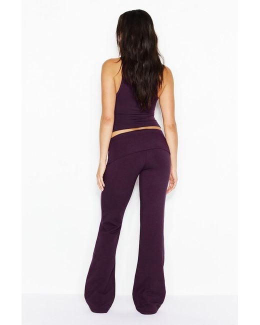 Garage Purple Stretchterry Foldover Bootcut Pants