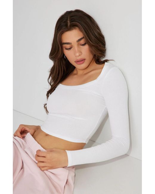 Garage White Pamela Long Sleeve Scoop Neck Top