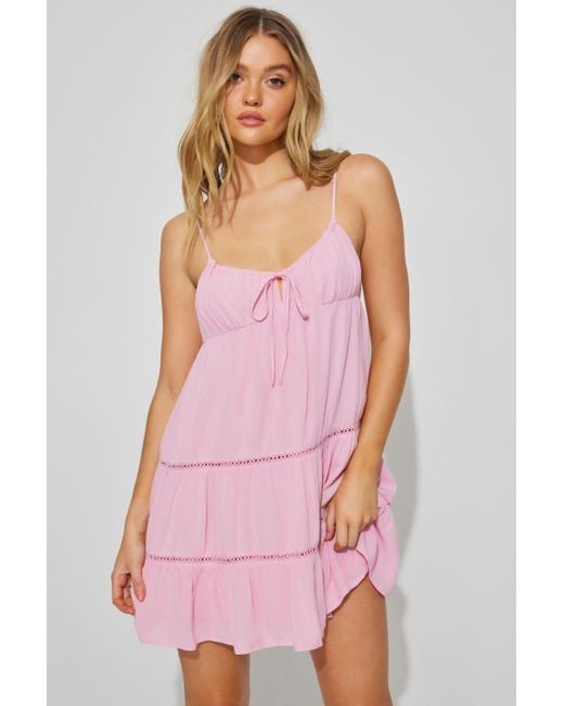 Garage Pink Kiara Babydoll Mini Dress