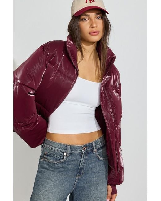 Garage Purple Shiny Puffer Jacket