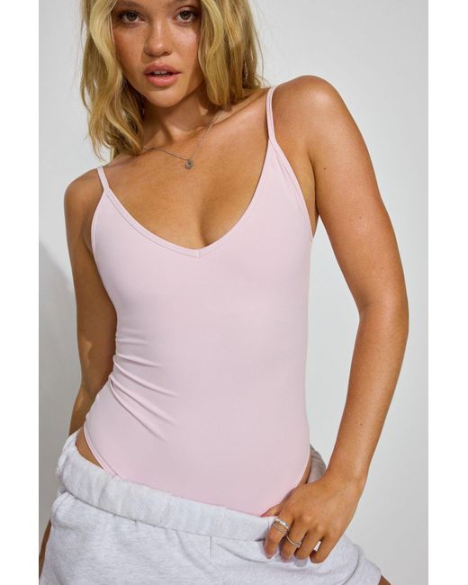 Garage Pink Softactive Plunge Bodysuit