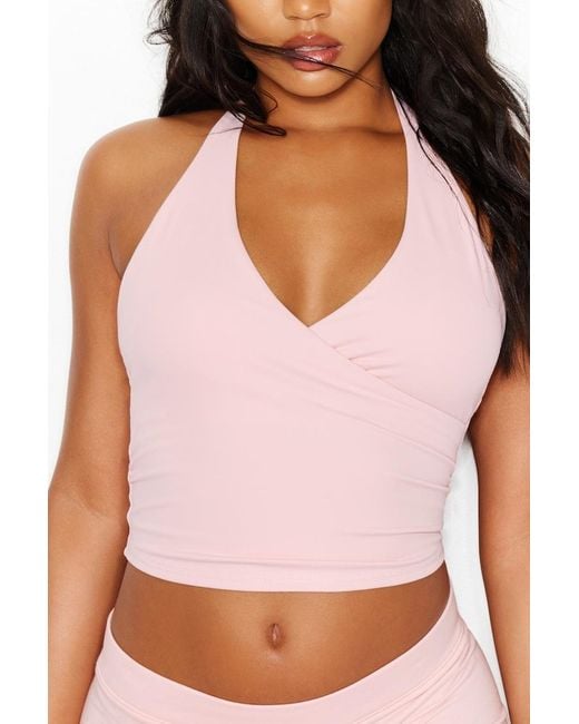 Garage Pink Active Wrap Halter Top