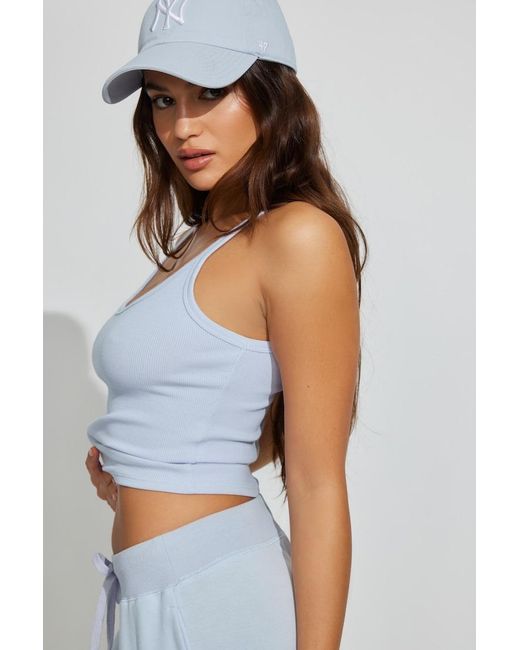 Garage Blue Ribbed Scoop Cami Top