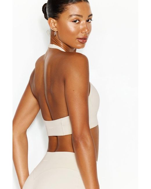 Garage White Active Plunge Halter Bra