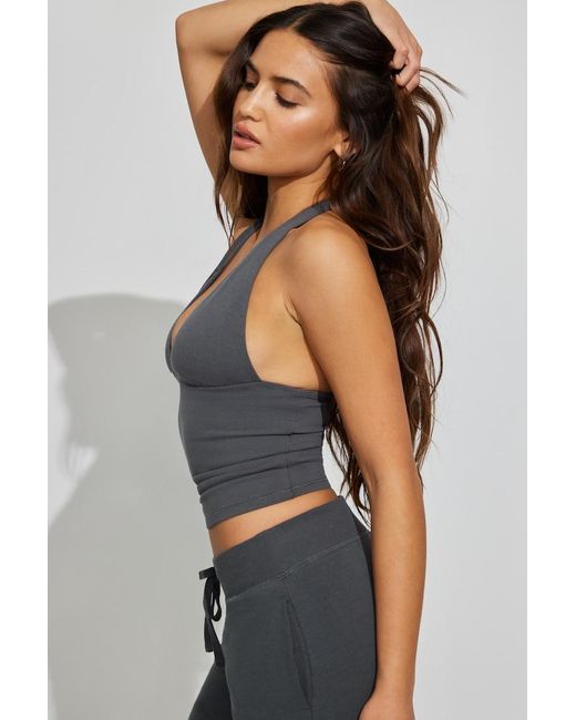 Garage Multicolor Stretchterry Plunge Halter Top