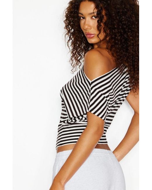Garage White Stretchterry Off Shoulder Top