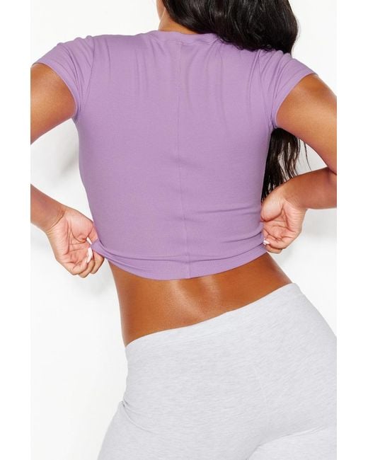 Garage Purple Snatchrib Cropped Crewneck T-Shirt