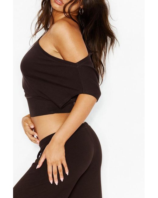 Garage Black Stretchterry Off Shoulder Top