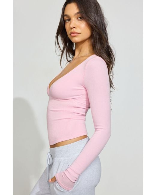 Garage Pink Crossover Long Sleeve Top