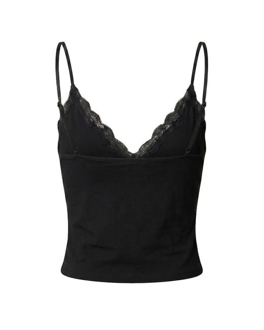 Garage Black Plunge Lace Trim Cami Top