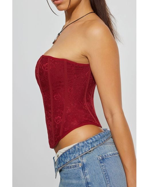 Garage Giselle Strapless Lace Corset in Red