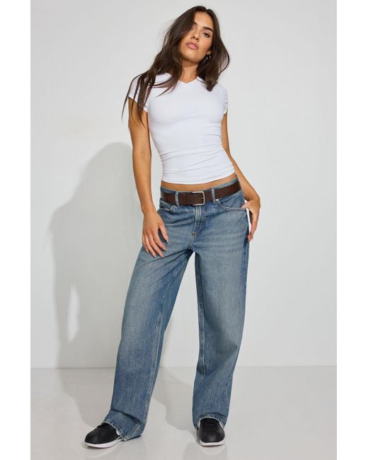 Garage White High V-Neck Sleek Top