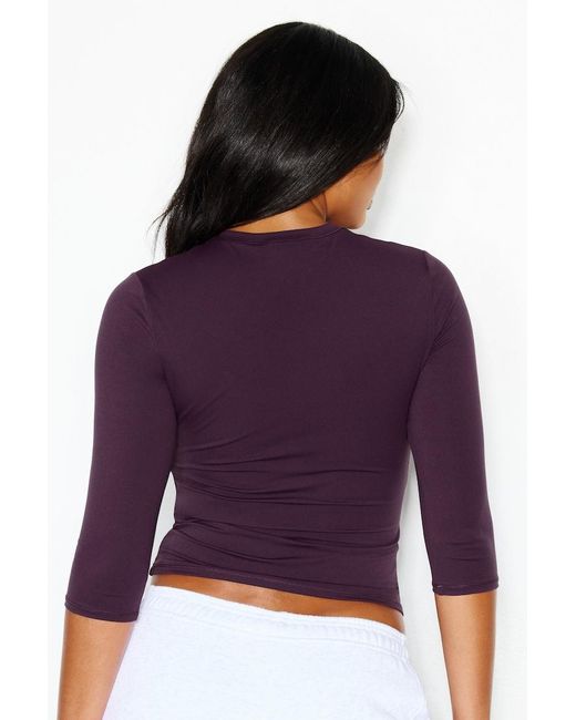 Garage Purple Sleek High V-Neck 3/4 Sleeve Top