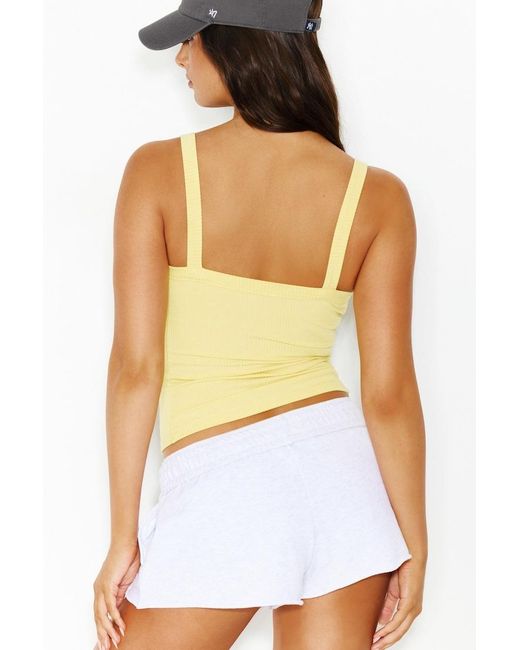 Garage White Open Neck Ribbed Cami Top
