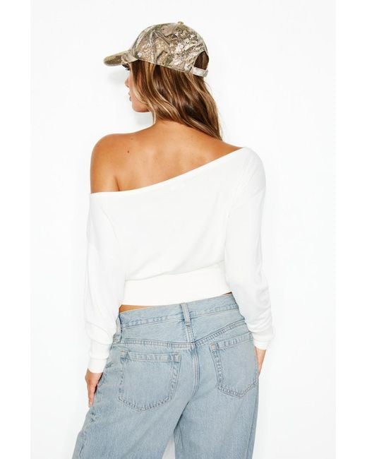 Garage White Off Shoulder Reset Long Sleeve Top