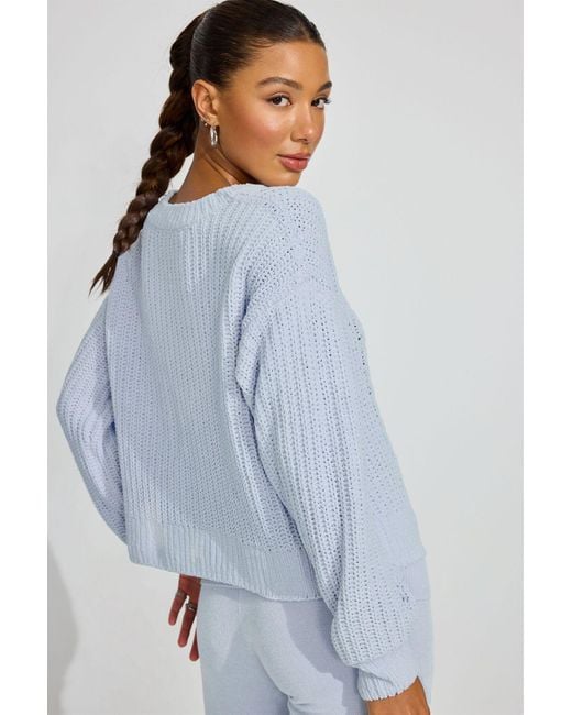 Garage Blue Chenille Oversized Sweater