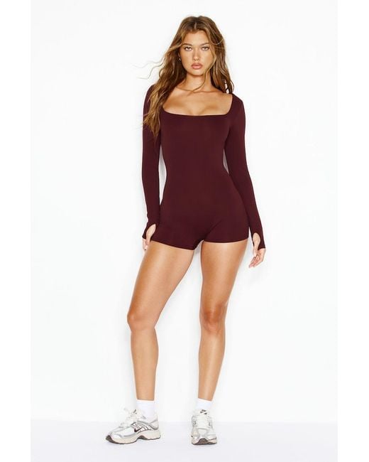Garage Red Active Squareneck Romper