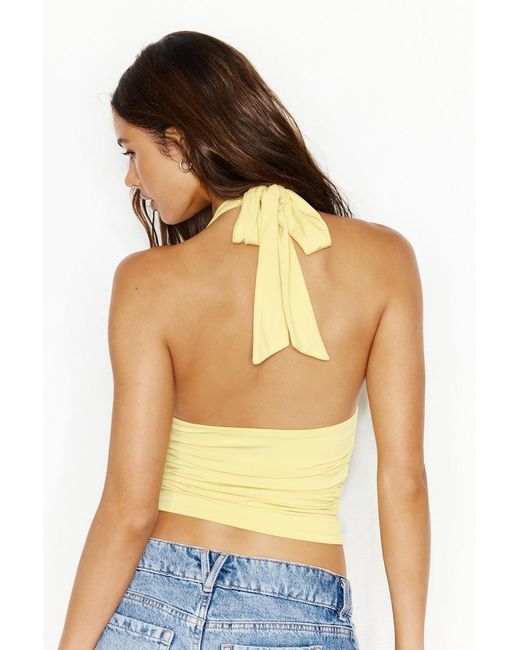 Garage Blue Ruched Pixie Halter Top