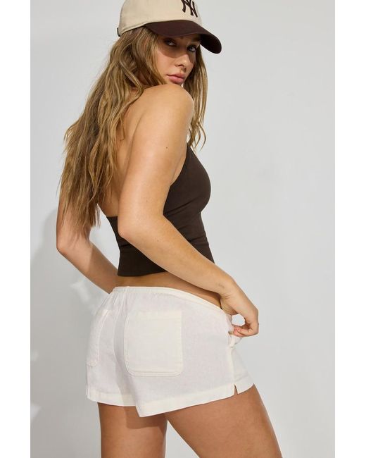 Garage White Clean Linen Mini Shorts