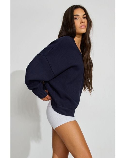 Garage Blue V-Neck Oversized Sweater