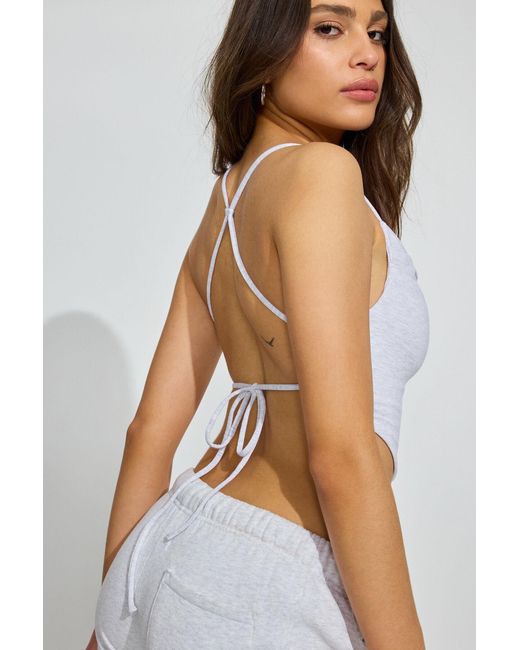 Garage White Cowl Strappy Back Top