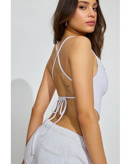 Garage White Cowl Strappy Back Top