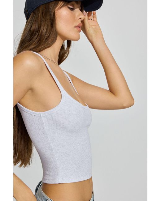 Garage White Ribbed Scoop Cami Top