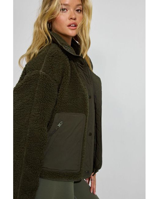 Garage Green Sherpa Mixed Media Jacket