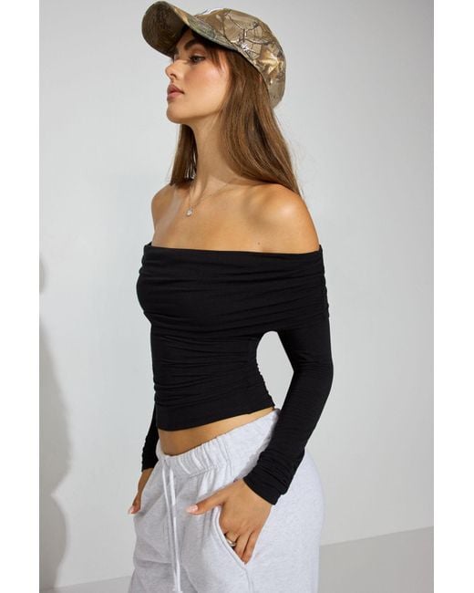 Garage Black Sexycozy Off Shoulder Long Sleeve Top