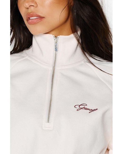 Garage White Ultrafleece Funnel Half Zip Sweatshirt