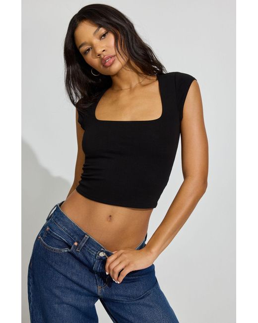 Garage Black Portia Square Neckline Tee