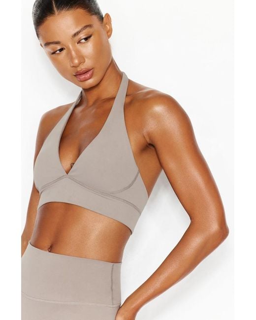 Garage White Active Plunge Halter Bra