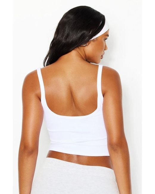 Garage White Ribbed Scoop Cami Top
