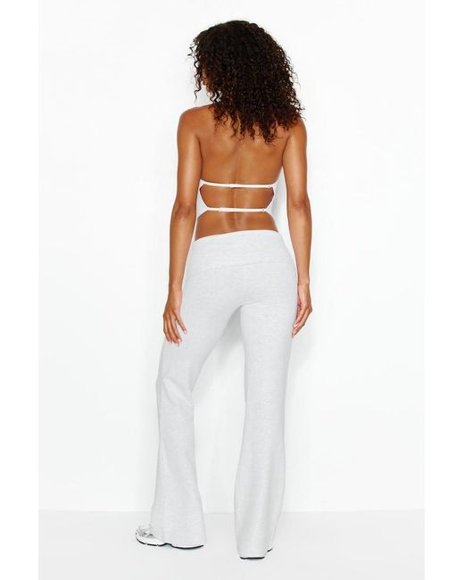 Garage White Stretchterry Foldover Bootcut Pants