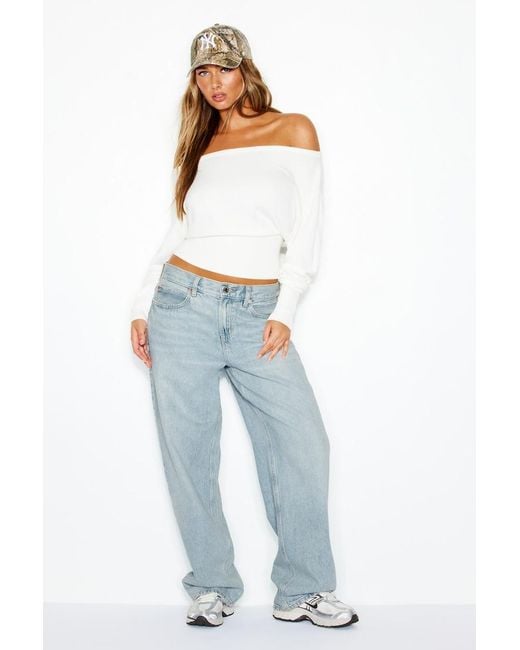 Garage White Off Shoulder Reset Long Sleeve Top
