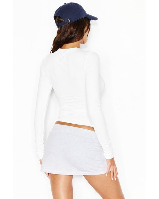 Garage White Baretouch Crewneck Long Sleeve Top
