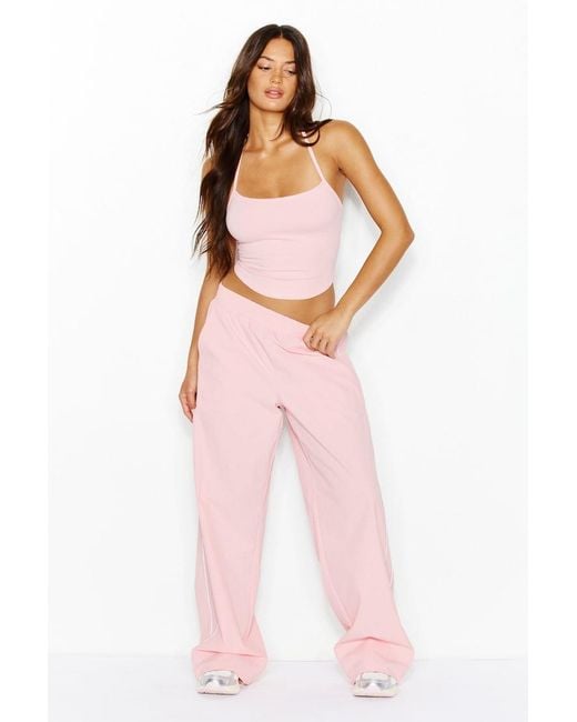 Garage Pink Stretchterry Open Back Halter Top