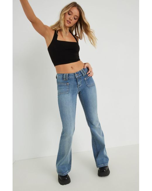 Garage Denim Extreme Low Rise Flare Jean in Blue Lyst